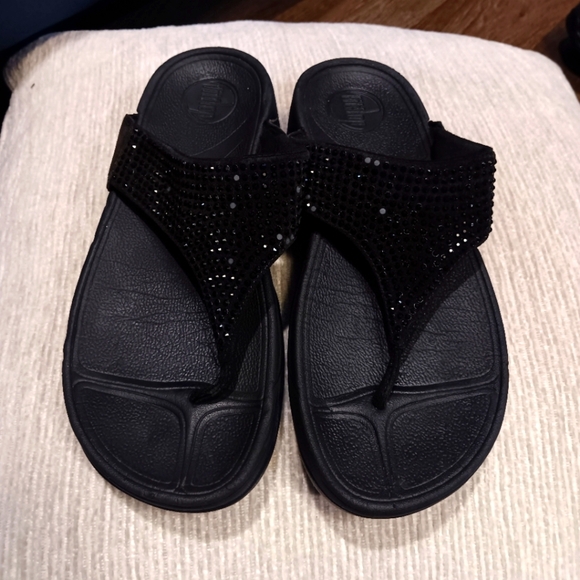 Fitflop Black Sparkly Women's Sandals - Picture 1 of 5